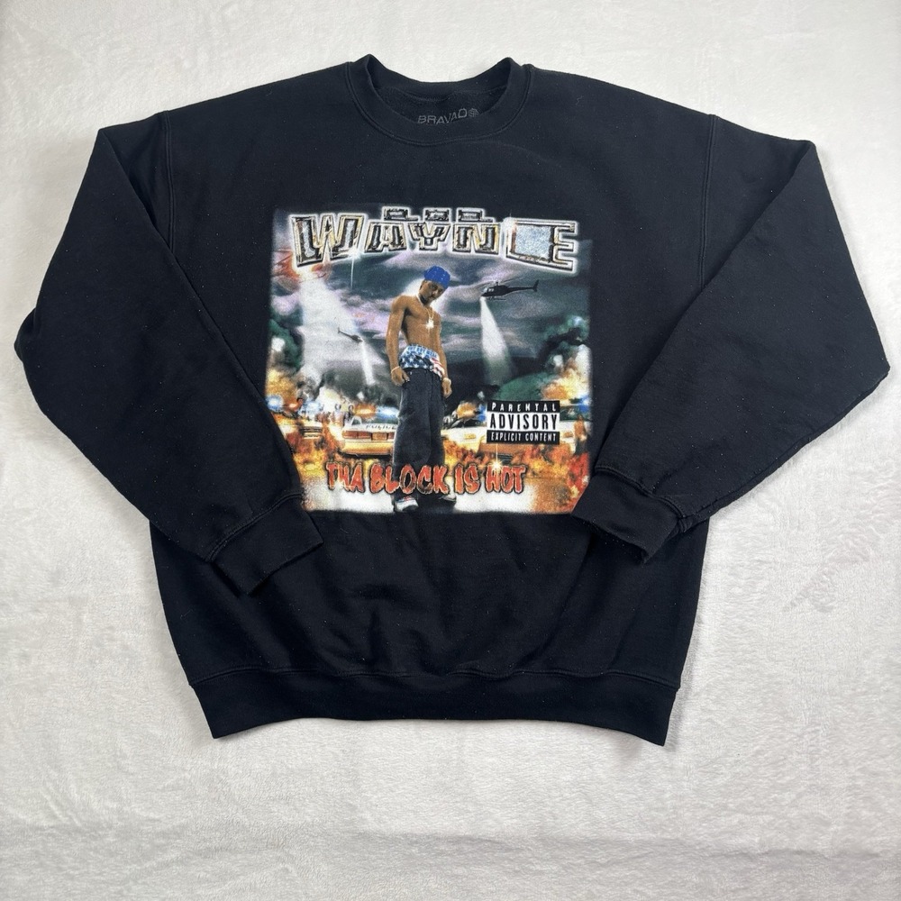 Bravado Lil Wayne Tha Block Is Hot Black LS‎ Fleece Sweatshirt Men's Large